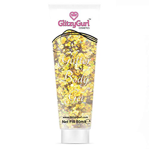 Holografisches Glitzergel für Gesicht und Körper - kosmetischer Glitzer für das Haar - 50 ml - Golden Gurl Cover