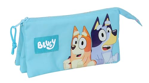 Estuche Escolar Bluey Triple Cremallera Ultra Resistente y Ligero