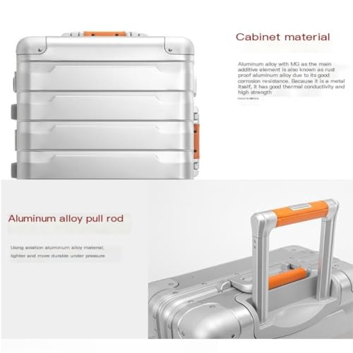Suitcase Aluminum Magnesium Alloy Trolley Case Universal Wheel Aluminum Frame Men's And Women's Business Suitcase Suitcase Tags(Silver)4
