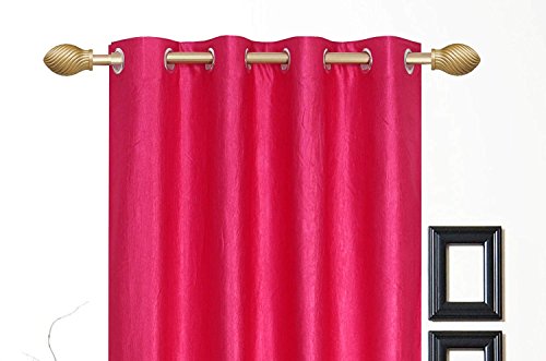 Image of Polyester Floral Window Curtain, Window 5 Feet, Pink, Pack of 2