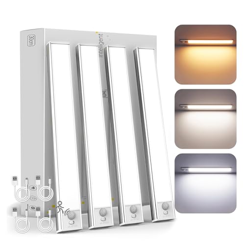 Under Cabinet Lighting Wireless, 4 Pack Under Cabinet Lights Rechargeable, Motion Sensor Light...