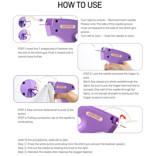Image of Supvox Quick Clothing Fixer,Mini Tag Gun,Clothing Stitch for Clothes Quick Tailoring Sewing Gun Price Label Machine(5 Needles 1000 Glue Needles)