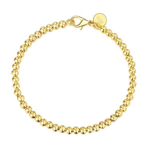 Goldenchen Fashion Jewelry 18k Gold Rose Gold 4mm Lucky Round Beads Bracelet (Gold) Cover