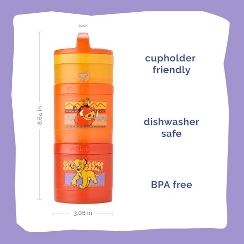 Image of Whiskware Disney Lion King Simba and Friends Stackable Snack Containers for Babies, Toddlers, and Kids, 3 Stackable Snack Cups for School and Travel, Cupholder Friendly, Circle Of Life!