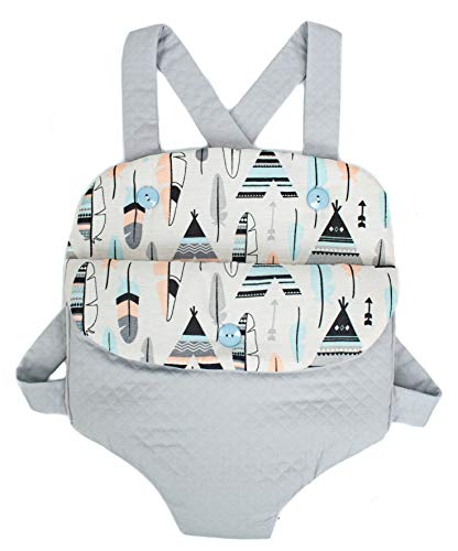 Borda y más Puppentrage oder Puppentragesitz. Verfügbar ins mehrere Modellen und Maßnahmen. (Dakota (Tipis und Federn), Klein)