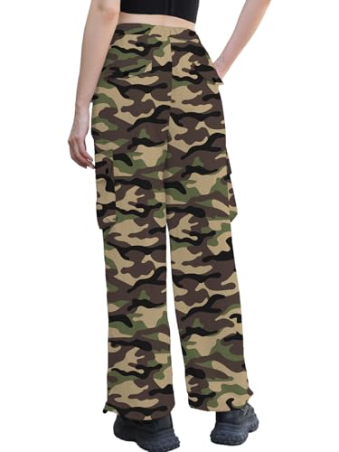 Image of Cromoncent Cargo Pants Girls & Women Parachute Pants Y2K Baggy Rave Clothes Waterproof with Pockets, 6 Years - 3XL