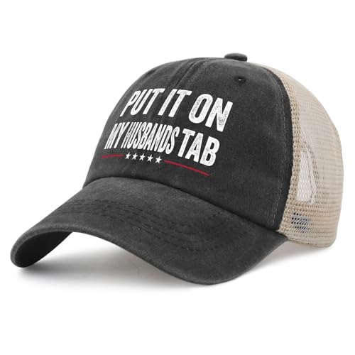 Image of Put It On My Husbands Tab Hat for Mens Funny Ball Cap Men AllBlack Ball Cap Vintage Unique Gifts for Cooks