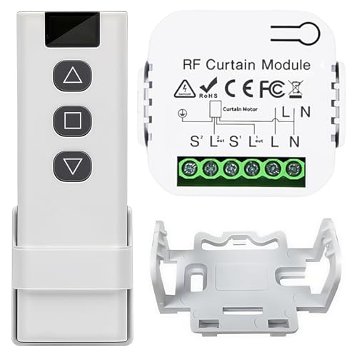 Kit de commande de volet roulant sans fil avec télécommande, interrupteur sans fil avec télécommande RF et module récepteur pour volets roulants, stores,...