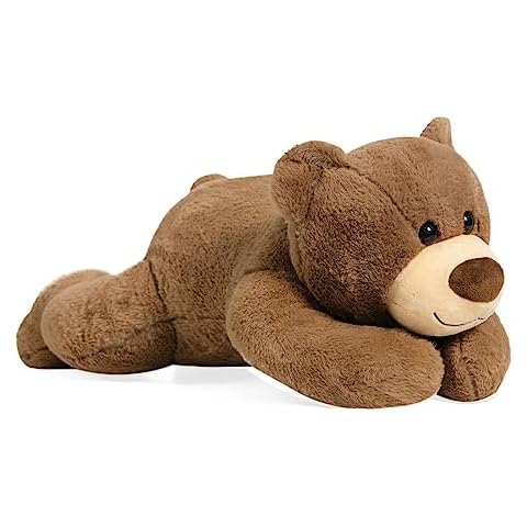Fiosnow Weighted Stuffed Animals for Adults Brown Bear 3.5lbs 24" Weighted Plush Animals for Kids Throw Pillow Hugging Toys Cover