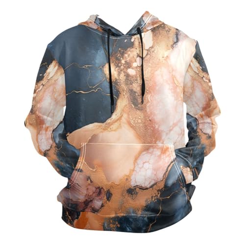 Rose Gold Marble Hoodies 3D Print Athletic Hooded Sweatshirts for Athlete Men Boys(Health Fabric)