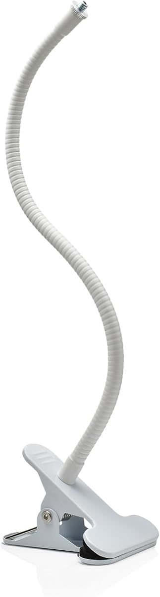 Holicfun Clip Mount for Ring, Blink, Eufy, Google Nest, Wyze, and Arlo Indoor Outdoor Cameras, 40cm Gooseneck Arm, Flexible Adjustment, Strong Clamp, White