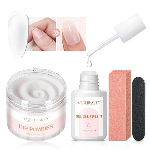 AZUREBEAUTY Clear Colorless White Nail Repair Kit, Ideal Solution Emergency Easy Quick Fix Dip Powder 28g 1 Oz Quick Drying Repair Glue 10 ml AZUREBEAUTY Clear Colorless White Nail Repair Kit, Ideal Solution Emergency Easy Quick Fix Dip Powder 28g 1 Oz Quick Drying Repair Glue 10 ml