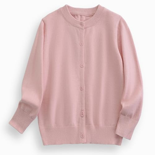 Image of ACESTAR Boys Girls Cardigan Sweater Cotton School Uniforms Solid Kids Long Sleeve Button Down Sweaters Knit Tops, 3T-12Years