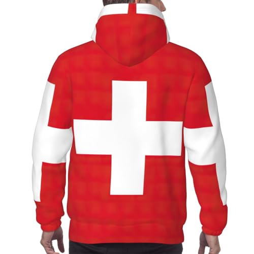 Sweat à capuche homme imprimé suisse EdWal pull sport décontracté polyester