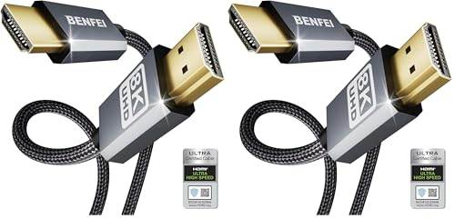 BENFEI 8K HDMI - HDMI�P�[�u�� 1.8M�A�F�蒴����HDMI�P�[�u�� 4K@240Hz 8K@60Hz HDMI 2.1 48Gbps �A���~�V�F���i�C�����ґg (× 2)