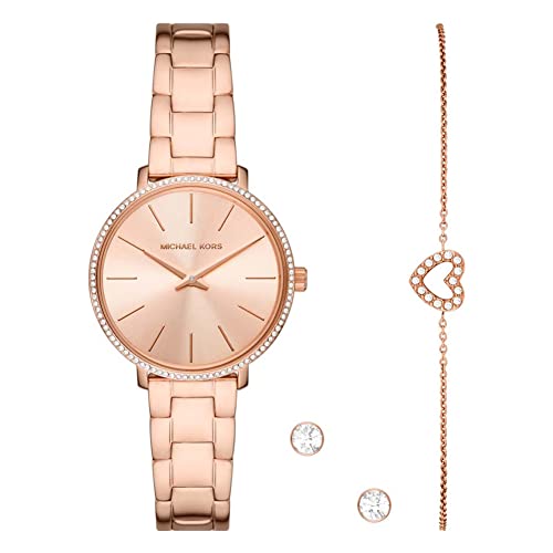 Michael Kors Reloj para mujer Pyper, movimiento de dos manecillas, caja de acero inoxidable dorado rosa …