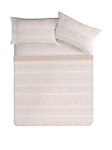 Manterol Juego De Sábanas Beige Cama 135 (210 x 280 cm + 45 x 155 cm) Cover