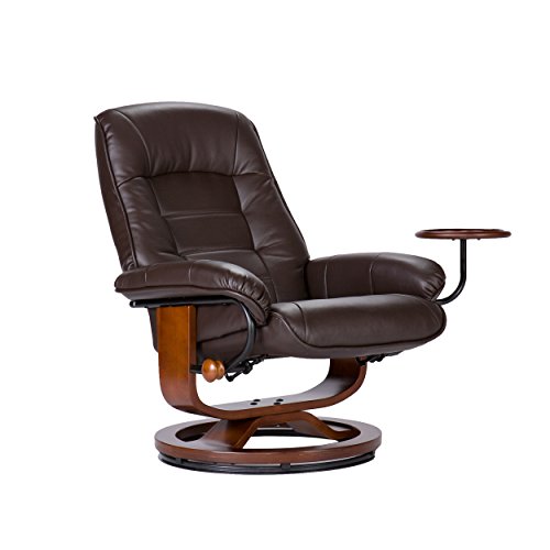 Bonded Leather Recliner and Ottoman - Coffee Brown
