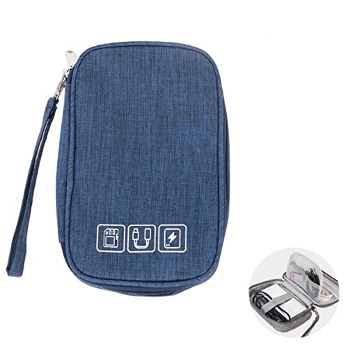 CRSUSUKJ Bolsa Cables de Viaje Organizador Accesorios para Tableta,Bolsa organizadora de Accesorios electrónicos,Organizador Cables Viaje, Bolsa Universal Pequeño para Cables (Azul Oscuro)
