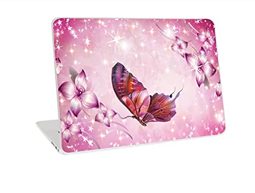 Image of Galaxsia Pink Butterfly Vinyl Laptop Skin /Sticker /Cover /Decal Compatible for Any 15 to 15.6 Inches Laptop (Hp /Dell /Sony /Acer /Lenovo /Asus. Etc) Or Notebook.