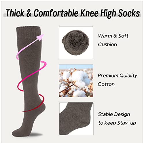 YEJIMONG Warm Thick Knee High Socks for Women, 4 Pairs Cotton Cushioned Long Socks for Running Hiking Skiing Gifts3
