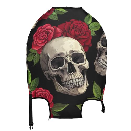 Joisal Cartoon Suitcase Covers Luggage Protector Cute Washable Skulls Red Vintage Roses Travel Suitcase Accessories, S, Fits 18-20 Inch Case2