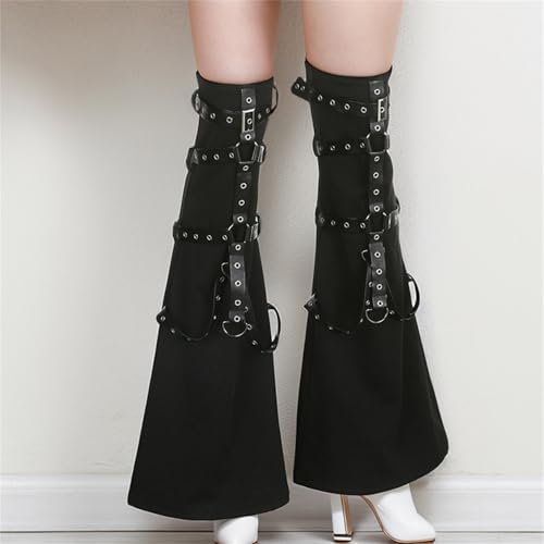 Punk Rock Flare Leg Warmers Y2k Women Long Buckle Strap Goth Grunge Emo Steampunk Rave Gothic 5