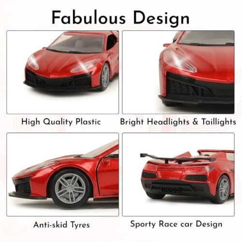 Image of Convertible Remote Control Car for Kids | Rechargeable RC Car with 2+ Hours Playtime | Manually Openable Doors & Roof | Made in India (Candy Red)