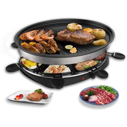 Parrilla de Barbacoa multifunción, Control de Temperatura de 260°, eléctrica, sin Humo, for Interiores, con Plancha teppanyaki Antiadherente Ajustable, for Platos de Queso, Fiestas culinarias, Asar