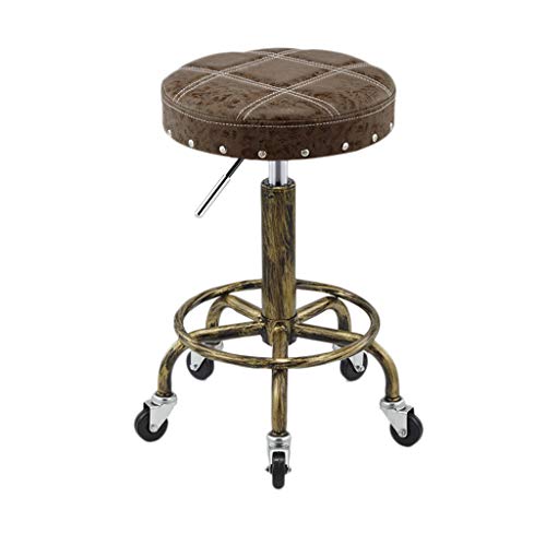 mobiliario Asiento Peluquería heces, heces Especiales Polea for Salones de Belleza, barbería de peluquería, manicura, Cabello de Corte Gire heces Taburete bajo (Color : Brown-B)