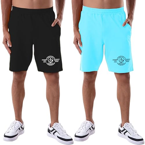 Image of London Hills Shorts Pant for Men Cotton Blend with Side Pockets | Shorts for Men | Half Pant for Man | Shorts' for Mens Stylish | Gym Short's for Man Workout | Boxer Shor'ts for Man's | Green, Navy