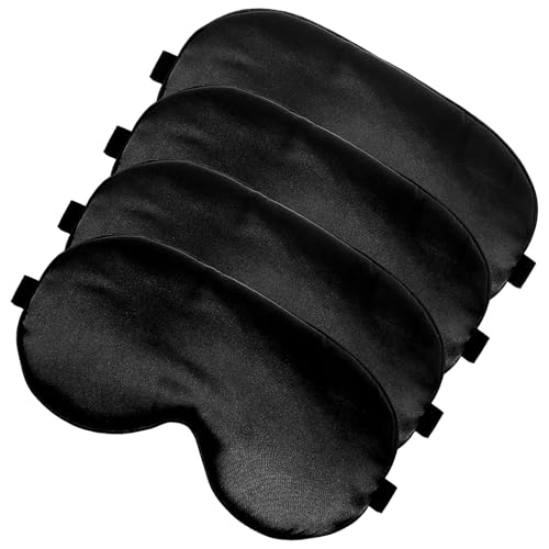 4 Stück Schlafaugenmaske für Männer Frauen Seiden Schlafmaske Verstellbare Augenmaske Mit Gummiband Lichtblockierend Schlafaugenmaske für Yoga...