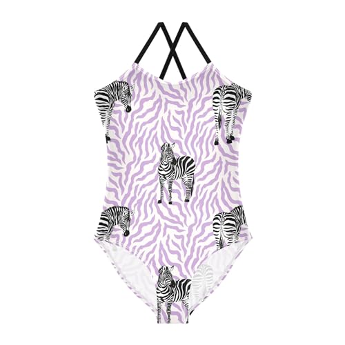 Purple Zebra Print Baby Girls' Swimwear Toddler Girl One Piece Swimsuit Bathing Suits Size 3T-10Y