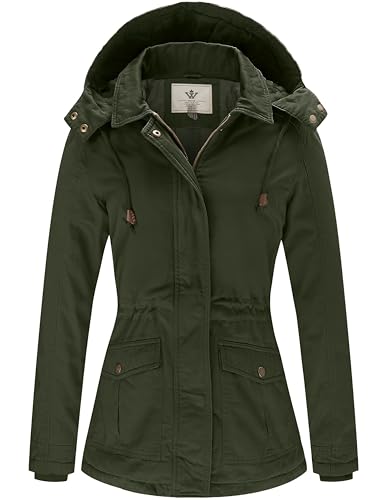 WenVen Women's Winter Thicken Cotton Coat Warm Parka Jacket with Removable Hood