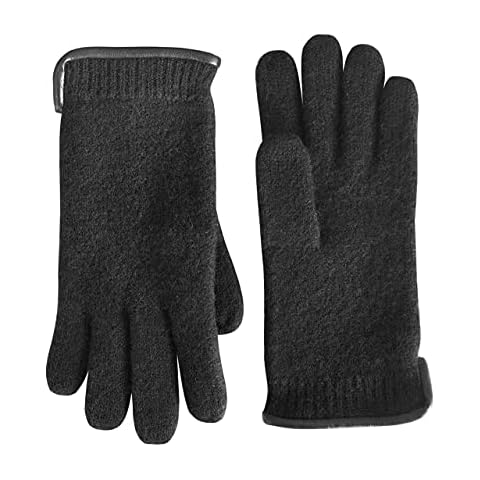 tittimitti 100% Merino Wool Men's Women's Gloves With Genuine Leather Trim OEKO-TEX® Standard 100 (8½, Black) Cover