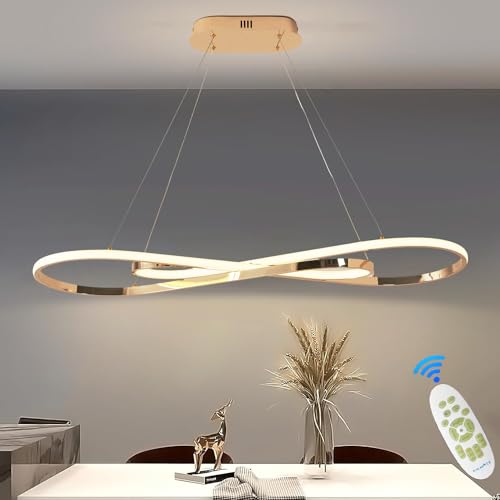 MQW Suspension LED table à manger lampe suspendue à intensité variable avec télécommande à suspension design linéaire lampe lustre réglable en hauteur...