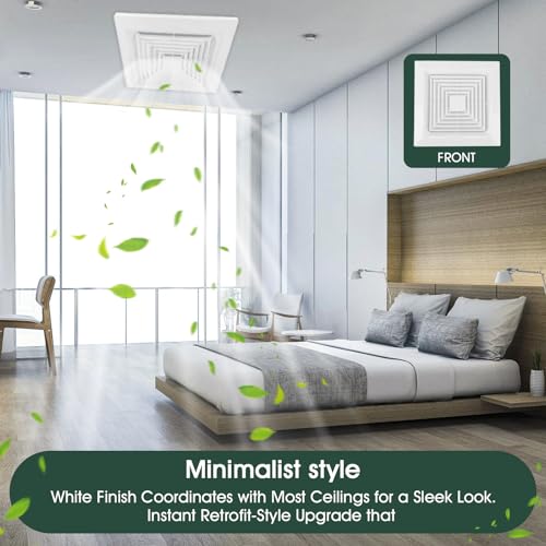 White-Cover-1-Piece-12-x12Inch-Bathroom-Exhaust-Fan-with-Spring-Suitable-for-Wall-Mounted-or-Ceiling-Square-Exhaust-Fan-Air-Diverter-Bathroom-Exhaust-Fan-Cover-Grille-Replacement-Accessory