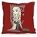 VOID Madre de Dragones Funda de Almohada cojín poliéster Impermeable Exterior Protectores Chibi Daenerys Targaryen, Kissen Größe:80 x 80 cm, Kissen Farbe:Rojo