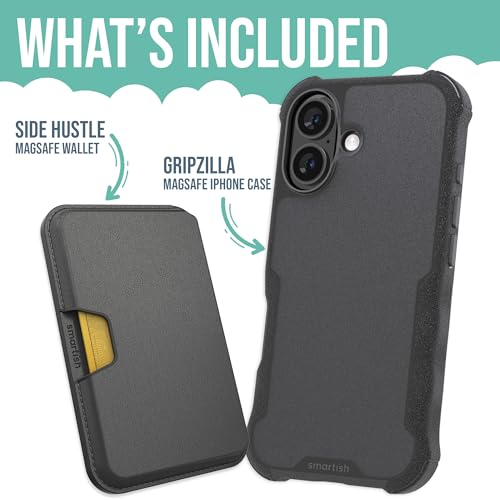 Smartish® iPhone 16 Magnetic Case with MagSafe Wallet - Gripzilla - Magsafe Compatible Armor Grip Cover + Detachable Magnetic Credit Card Holder - Black Tie Affair by Smartish - Image 3