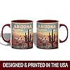 Ceramic Coffee Mug, Arizona Grand Canyon with Vibrant Sunset and Cactus Design, 11oz Mug for Nature Enthusiasts and Travelers, Unique Gift Idea, Microwave and Dishwasher Safe, Home Decor, Office #1