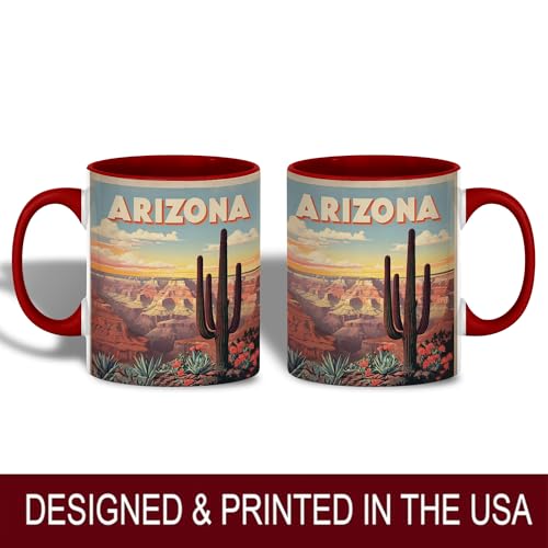 Taza de cerámica roja estilo desierto 15 oz miniatura 2