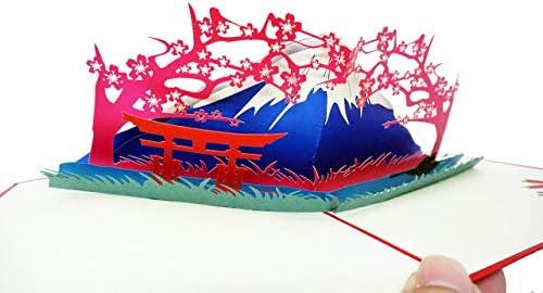 WOWPAPERART Fuji Mountain Japan - 3D Pop Up Greeting Card for All Occasions - Arigato, Thank you, Get Well, Good Luck, Travel, Congratulations - Fold Flat, Envelope