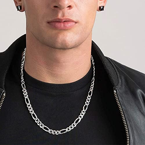 Verona Jewelers 925 Sterling Silver Necklace 3.5MM - 8MM Figaro Link Chain Necklace - Silver Figaro Link Necklace for Men, Silver Necklace 18-30, Made in Italy, Men and Women, Genuine, Authentic3