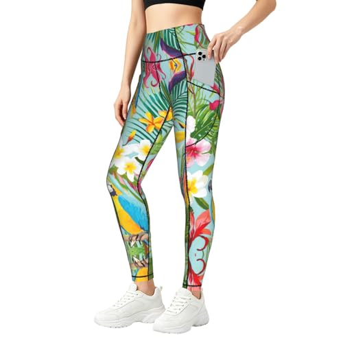 Leggings de plantas tropicales para mujer perfectos para tus clases de fitness y gimnasio