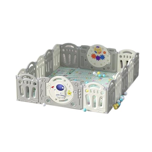 Prokoke Baby Playpen, Play Pen Babies and Toddlers with Mat, Large Foldable Infant Fence Indoor Outdoor, Child Activity Center Play Yard Playground Park for Toddler with Anti-Collision Foam (Y 14+2)