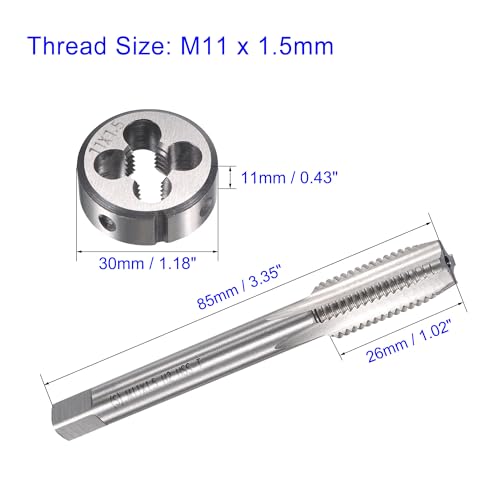 MACHSWON M11 x 1.5mm Metric Tap and Die Set - Machine Thread Screw Tap with Round Threading Die Kit for Thread Repair - Image 3