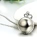 JewelryWe Silver Tone Pocket Watch Ball Shape Arabic Numerals Round Dial Small Quartz Watch with 31.5 inch Chain,