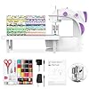 KPCB Tech Sewing Machine for Beginners [Full Set] with Finger Guard and Fabric Bundles - Mini Sewing Machine with Sewing Kits, Foot Pedal, US Adapter and Extension Table