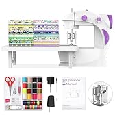 KPCB Tech Sewing Machine for Beginners [Full Set] with Finger Guard and Fabric Bundles - Mini Sewing Machine with Sewing Kits, Foot Pedal, US Adapter and Extension Table