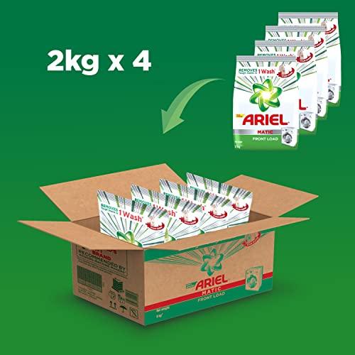 Image of Ariel Matic Front Load Detergent Washing Powder - 5kg Plus 3kg & Matic Liquid Detergent, Front Load, 1 Litre, Pack Of 1